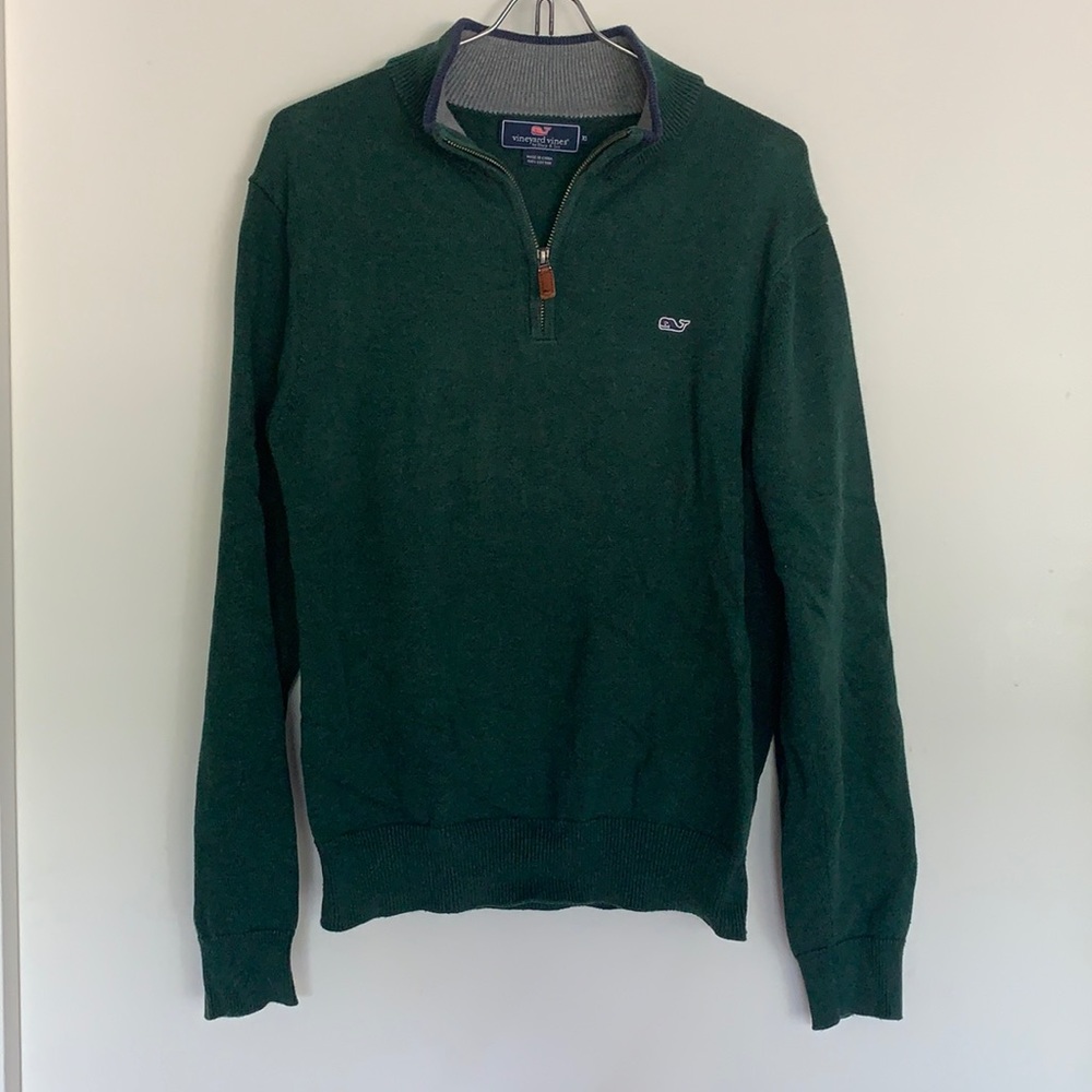 Vineyard vines quarter zip, green, xs